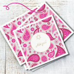 Guardanapo De Papel Bat Mitzvah Pink Dourado Padrão Moderno<br><div class="desc">Marque a cena para uma celebração moderna do tema. Cor rosa é a cor de fundo para este elegante design Bat Mitzvah personalizado apresentando uma Estrela de David. Altere facilmente as informações para a sua própria parte personalizada. De uma variedade de papéis de carta e produtos personalizados dos Designs Finos...</div>