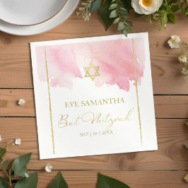 Guardanapo De Papel Bat Mitzvah Watercolor Napkins | Rosa Abstrato