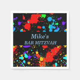 Guardanapo De Papel Bat Personalizado/Bar Mitzvah, Paint Splatter