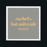 Guardanapo De Papel Bat Personalizado Da Cinza Amarela De Tipografia N<br><div class="desc">Bold Typografia Yellow e Cinza Cute Bat Mitzvah Napkins</div>