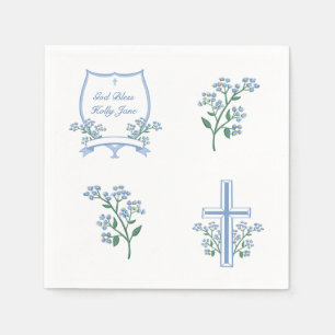 Guardanapo De Papel Batismo Azul Claro Primeiro Paixão Floral Comunal