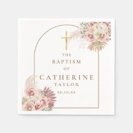 Guardanapo De Papel Batismo Crisma Grama das Pampas Floral
