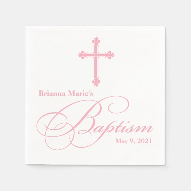 Guardanapo De Papel Batismo Cruzado Elegante Personalizado Napkin (Frente)