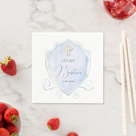 Guardanapo De Papel Batismo de Crest de Ceste Azul Claro Elegante