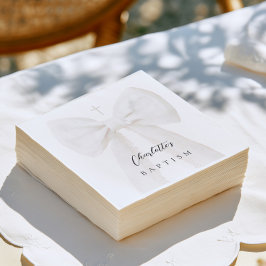 Guardanapo De Papel Batismo de Laço Branco Elegante