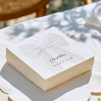 Guardanapo De Papel Batismo de Laço Branco Elegante