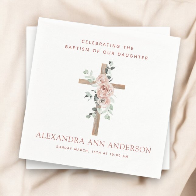 Guardanapo De Papel Batismo feminino Rosa Rosa Rosa Rosa Rosa Cristã (Criador carregado)