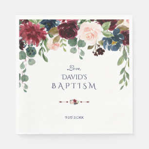 Guardanapo De Papel Batismo Floral Azul Marinho de Merlot encantador