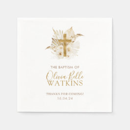 Guardanapo De Papel Batismo Floral de Palma Seca de Boho