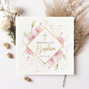 Guardanapo De Papel Batismo Floral Elegante