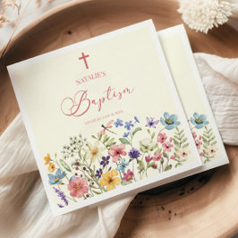 Guardanapo De Papel Batismo Floral Elegante de Flor Selvagem