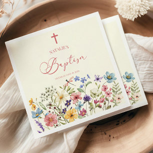 Guardanapo De Papel Batismo Floral Elegante de Flor Selvagem