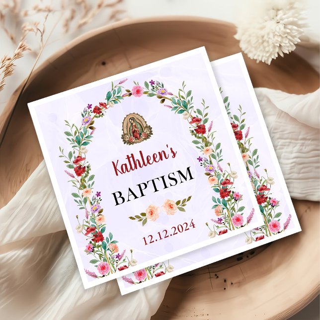Guardanapo De Papel Batismo Floral Neutro Por Aquarela (Criador carregado)