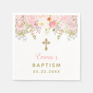 Guardanapo De Papel Batismo Floral Personalizado Napkins