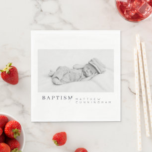Guardanapo De Papel Batismo Para Ele Foto Personalizada Moderna E Mini