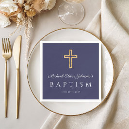 Guardanapo De Papel Batismo religioso azul-Marinho elegante