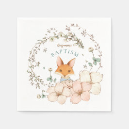 Guardanapo De Papel Batismo Vintage Cute Fox Botanical Boy