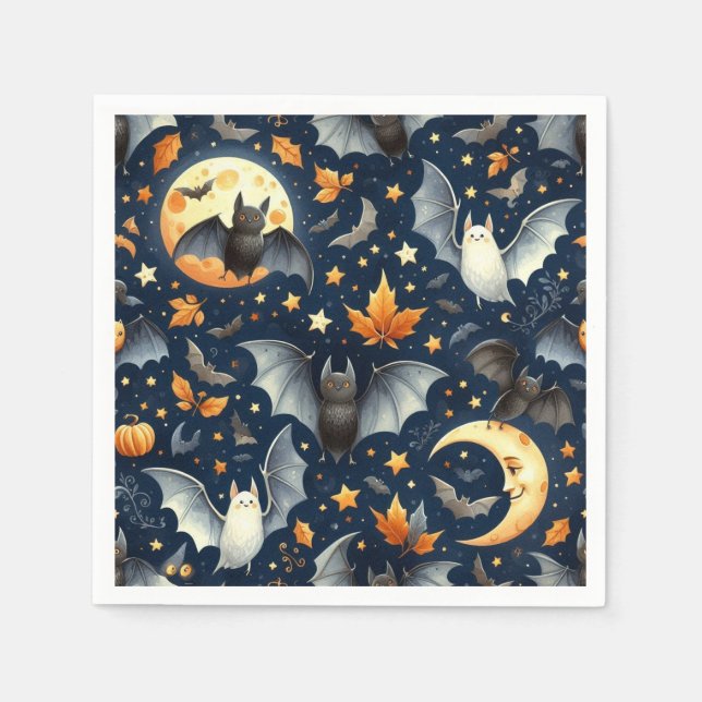 Guardanapo De Papel Bats and Moons Halloween (Frente)