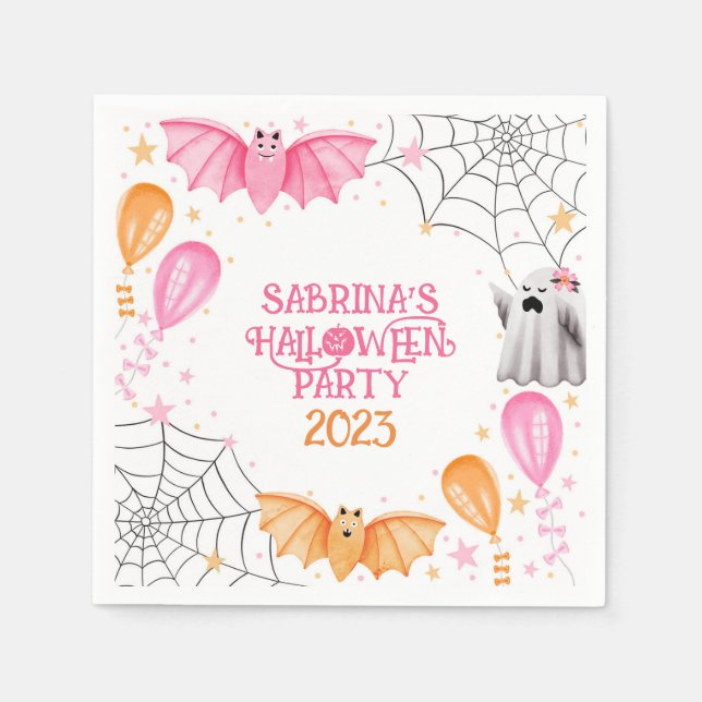 Guardanapo De Papel Bats e Fantasmas Festa de Pastel Halloween (Frente)