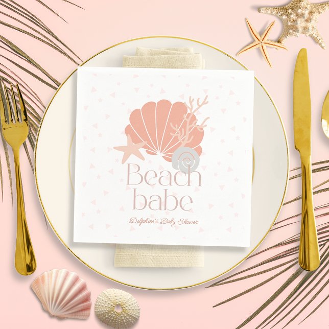 Guardanapo De Papel Beach Babe Seashell Pink Girl Baby Shower (Criador carregado)