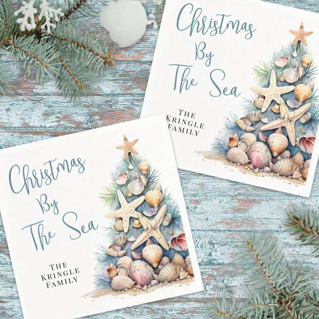 Guardanapo De Papel Beach Christmas Party (Beach Christmas Party Napkins)