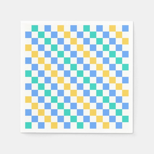 Guardanapo De Papel Beach day diagonal checkerboard pattern (Frente)