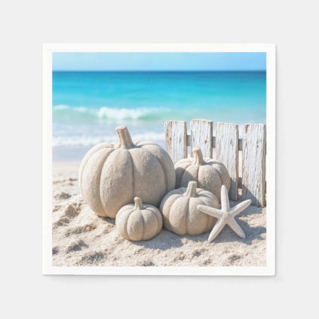 Guardanapo De Papel Beach Sand Pumpkins and Starfish (Frente)