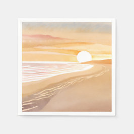 Guardanapo De Papel Beach Sunset Watercolor | Beautiful Yellow Painted