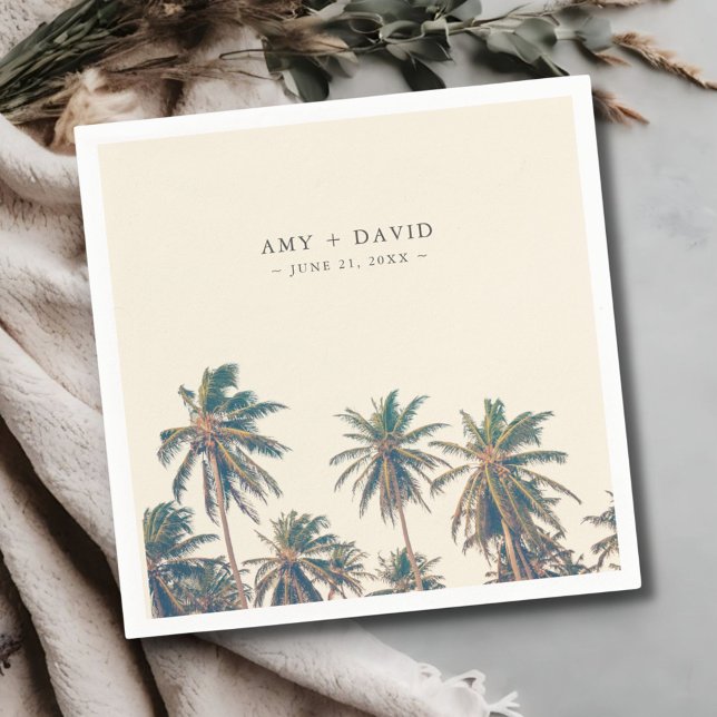 Guardanapo De Papel Beach Wedding Reception Palm Tree Personalized (Beach Wedding Reception Palm Tree Personalized Napkins)