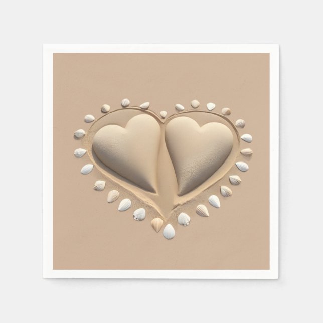 Guardanapo De Papel Beach Wedding Sand Hearts- (Frente)