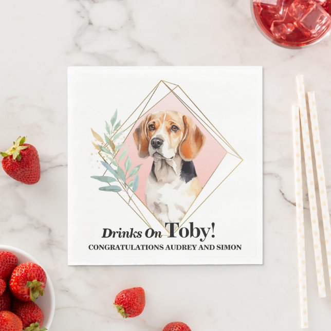 Guardanapo De Papel Beagle Dog Pet Wedding Napkins com Cães Foto (Insitu)