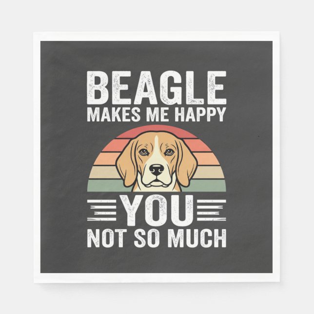 Guardanapo De Papel Beagle Me Faz Feliz Amante de Cachorro (Frente)