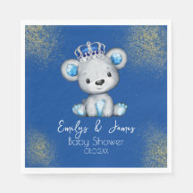 Bear Chá de fraldas Prince Sparkly Blue Boys