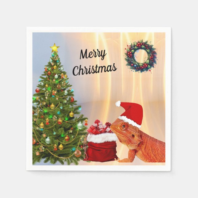 Guardanapo De Papel Beardie-Claus Bearded Dragon (Frente)