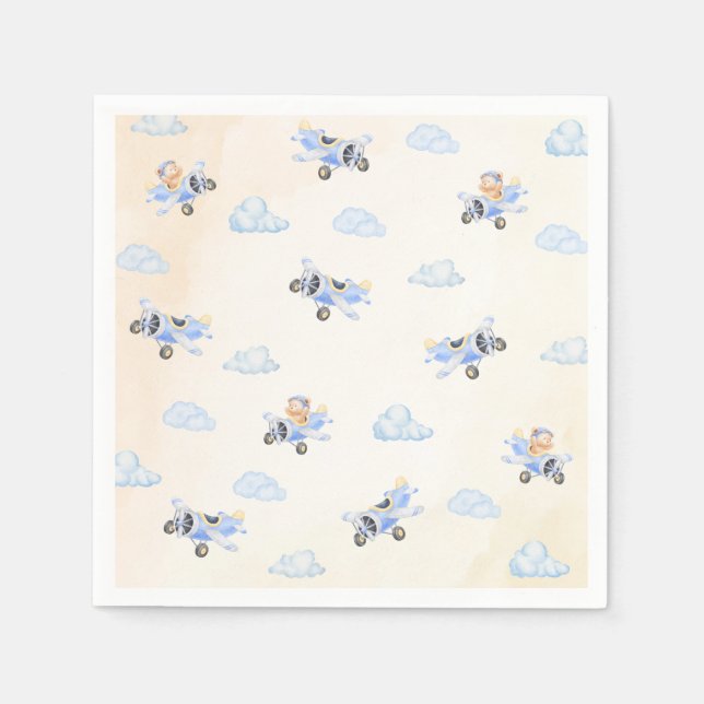 Guardanapo De Papel Bearly Wait Baby Shower Flying Bear & Cloud  (Frente)
