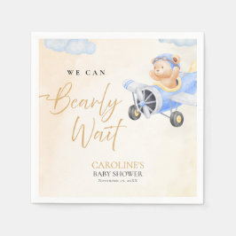 Guardanapo De Papel Bearly Wait Baby Shower, Flying Bear Watercolor