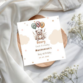 Guardanapo De Papel Beary First Balloon Boy 1st Birthday Teddy Bear