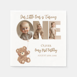 Guardanapo De Papel Beary First Birthday Little Bear Foto