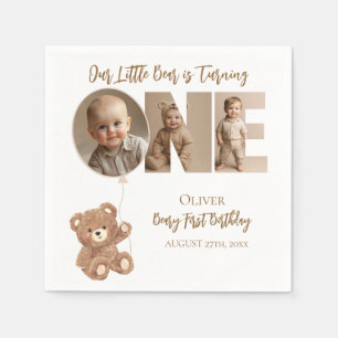 Guardanapo De Papel Beary First Birthday Little Bear Foto