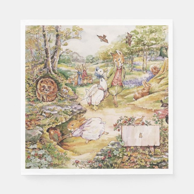 Guardanapo De Papel Beatrix Potter Cute Peter e Amigos (Frente)