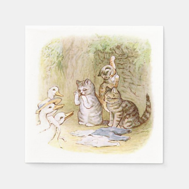 Guardanapo De Papel Beatrix Potter, Kittens, Patos, Personalizado (Frente)