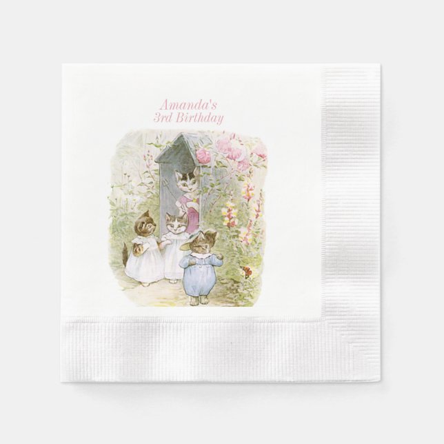 Guardanapo De Papel Beatrix Potter Tom Kitten, Mittens e Moppet (Frente)