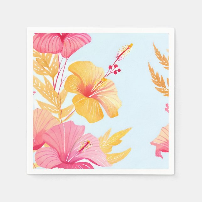 Guardanapo De Papel Beautiful Hibiscus | Tropical Flower Watercolor (Frente)