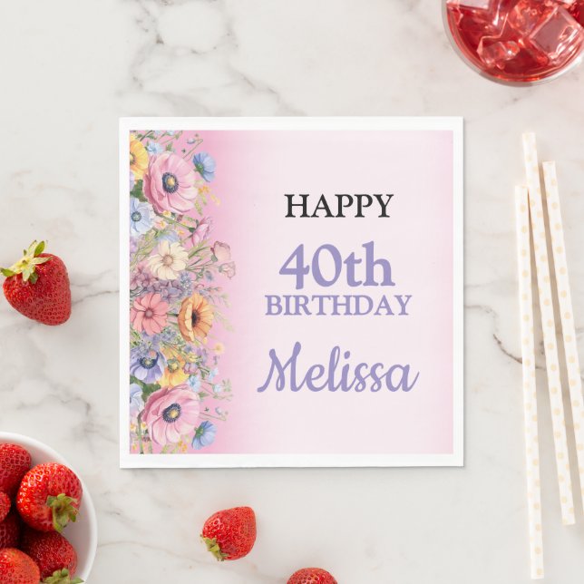 Guardanapo De Papel Beautiful Pastel Flowers Birthday Party (Insitu)