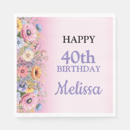 Guardanapo De Papel Beautiful Pastel Flowers Birthday Party