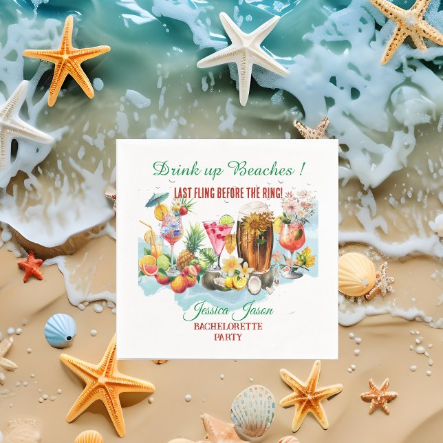 Guardanapo De Papel Beba Até Cair Praias Coquetel Frutas Despedida de  (Drink Up Beaches Cocktail Fruit Bachelorette Party Napkins)