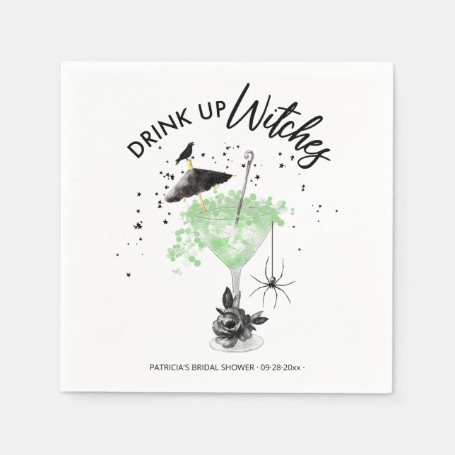 Guardanapo De Papel Beba até o fim Cocktail de Bruxas Chá de Noiva de  (Frente)