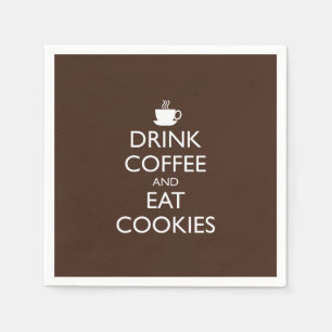 GUARDANAPO DE PAPEL BEBA O CAFÉ E COMA BISCOITOS
