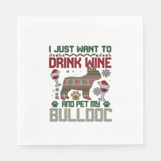 Guardanapo De Papel Beba Vinho Bulldog Cachorro Suéter Feio Chapéu de 