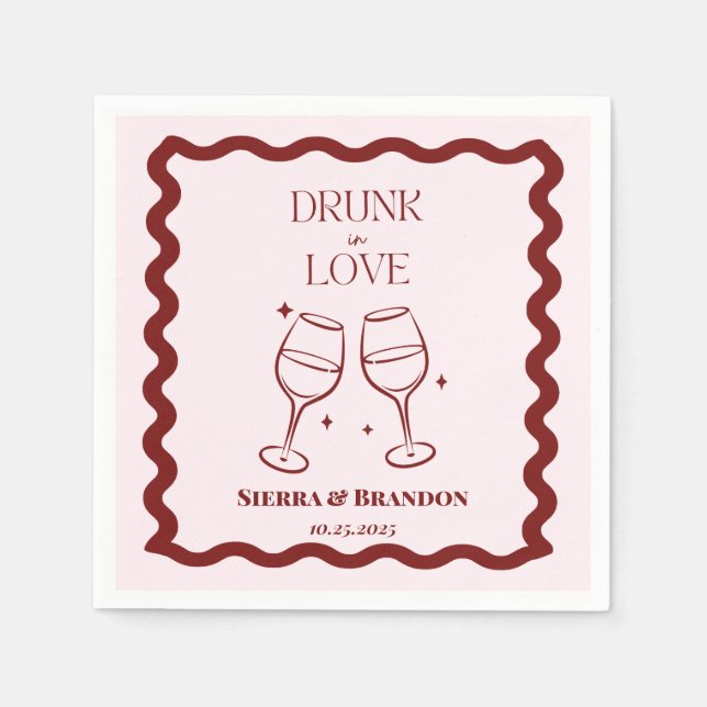 Guardanapo De Papel Bebado Apaixonado Festa de casamento Personalizada (Frente)